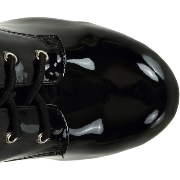 SheSole Women's Patent Leather Thigh High Heel Boots | Platform Zip Lace Up - Picture 3 of 9